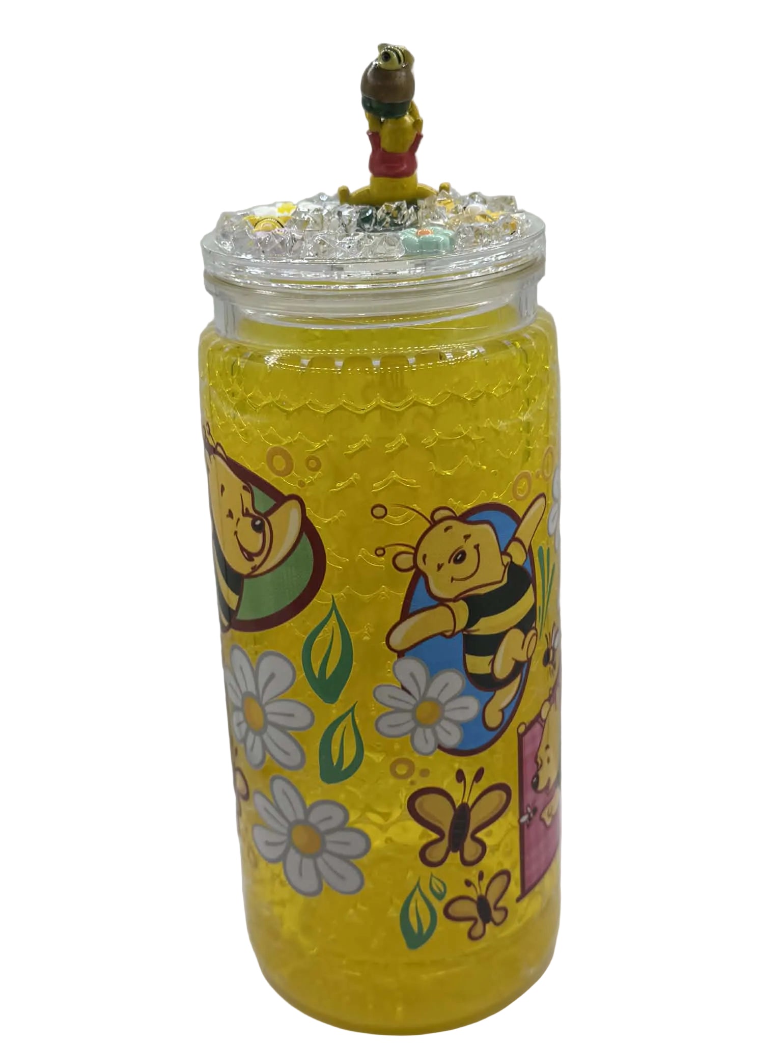 Honey Bear Snow Globe Tumbler with Miniature Lid – 20oz Custom Cup