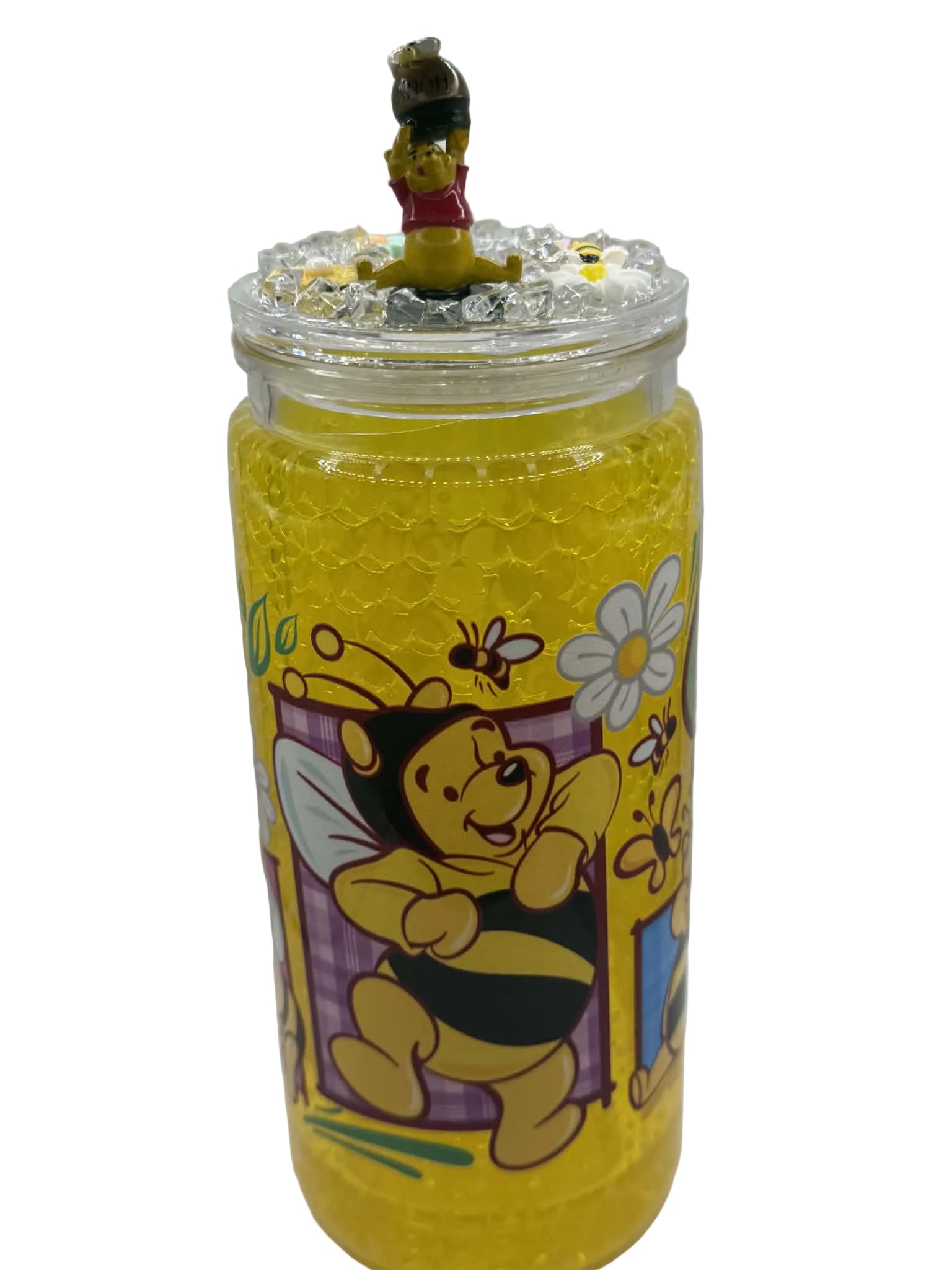 Honey Bear Snow Globe Tumbler with Miniature Lid – 20oz Custom Cup